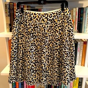 JCrew Animal Print Pleated Skirt Size 10